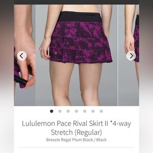 lululemon sz 8 Pace Rival tennis running Skirt Breezie Regal Plum Black vintage